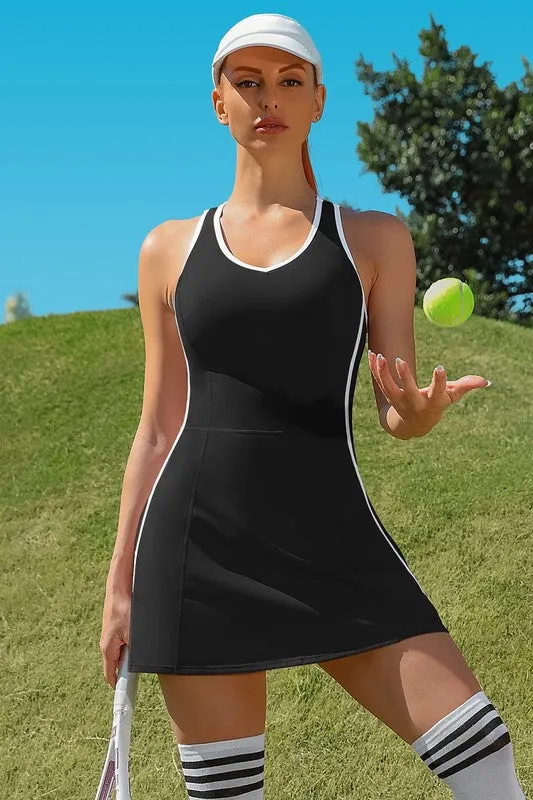 The Serena – V-Neck Racerback Tennis Dress with Shorts