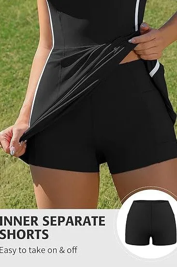 The Serena – V-Neck Racerback Tennis Dress with Shorts