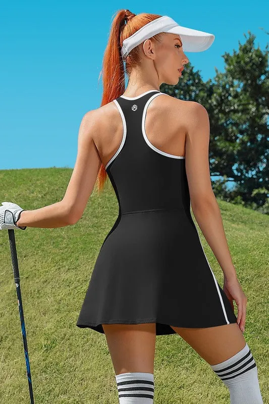 The Serena – V-Neck Racerback Tennis Dress with Shorts