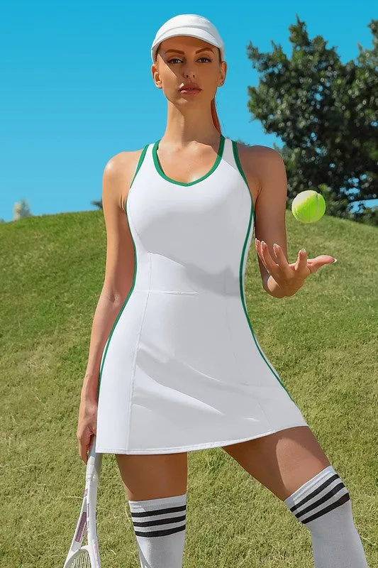 The Serena – V-Neck Racerback Tennis Dress with Shorts