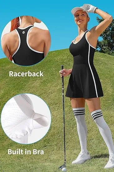 The Serena – V-Neck Racerback Tennis Dress with Shorts
