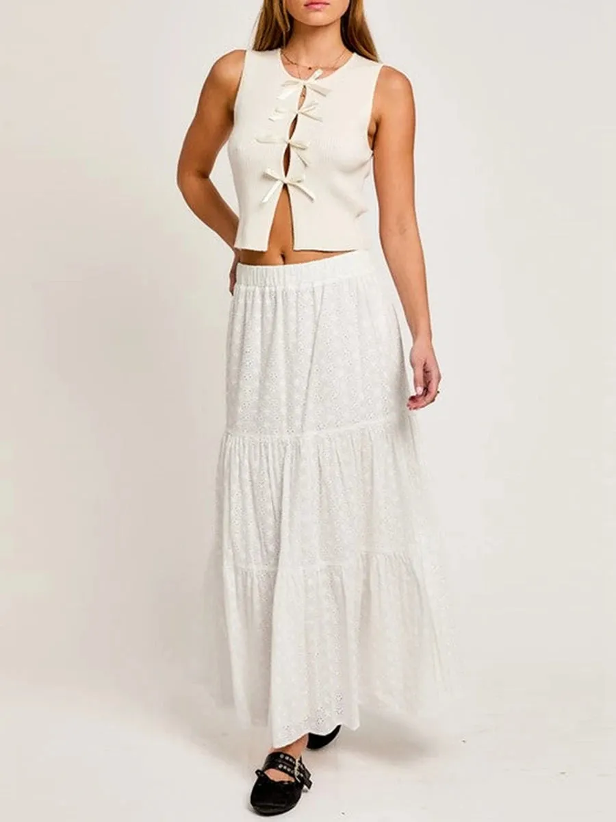 Tie-front puff-sleeve blouse