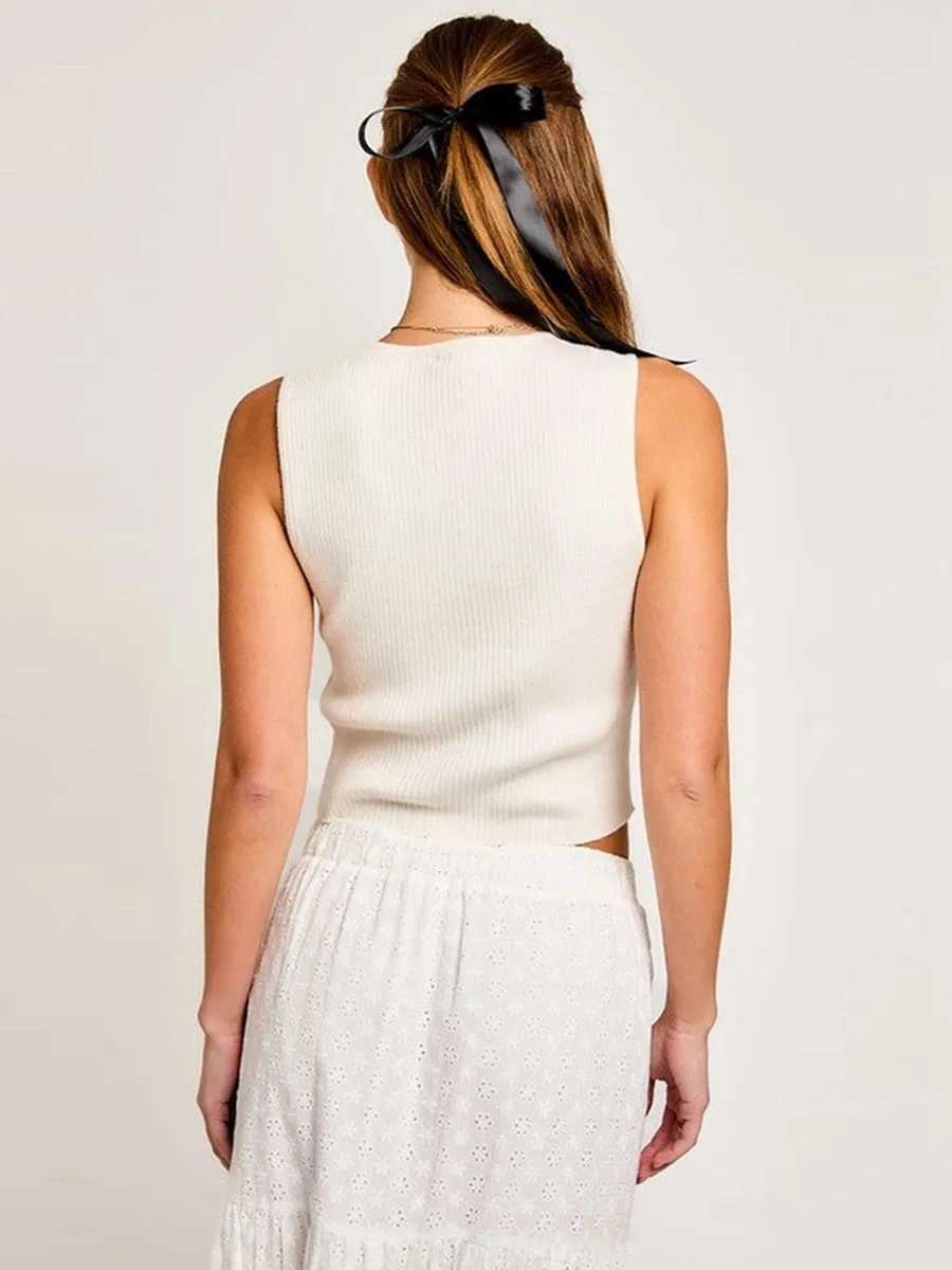 Tie-front puff-sleeve blouse
