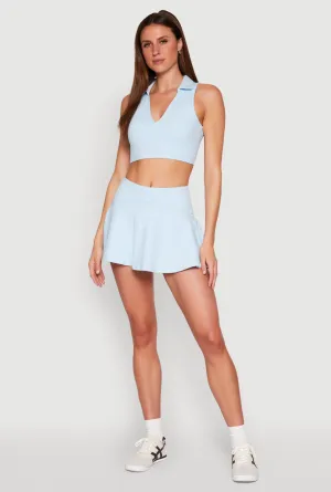 Tiered Back High Waist Skater Skort