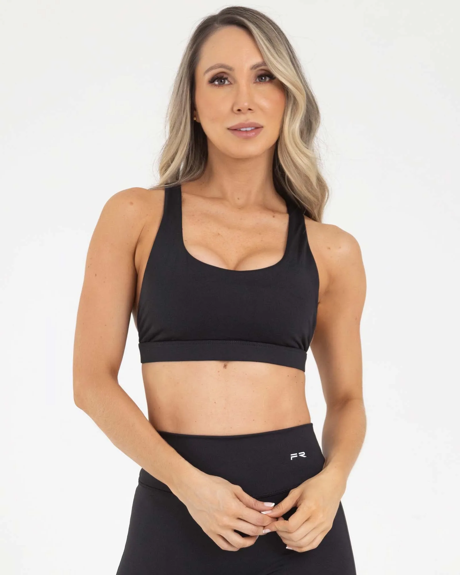 Top manga sisa negro activewear sporty FIBER