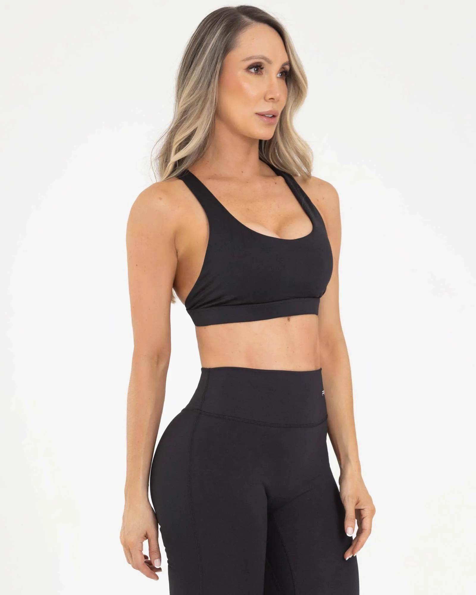 Top manga sisa negro activewear sporty FIBER