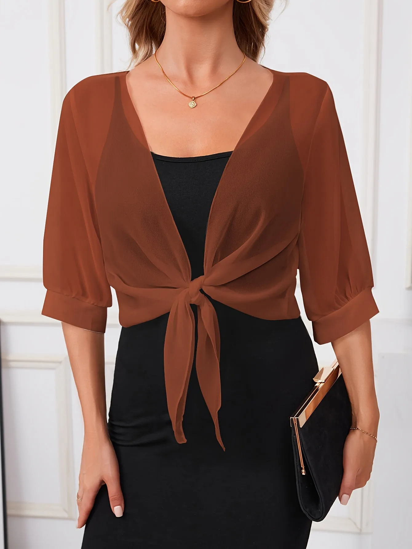 Transparent Scarf - Bow Detail & Lightweight Fabric