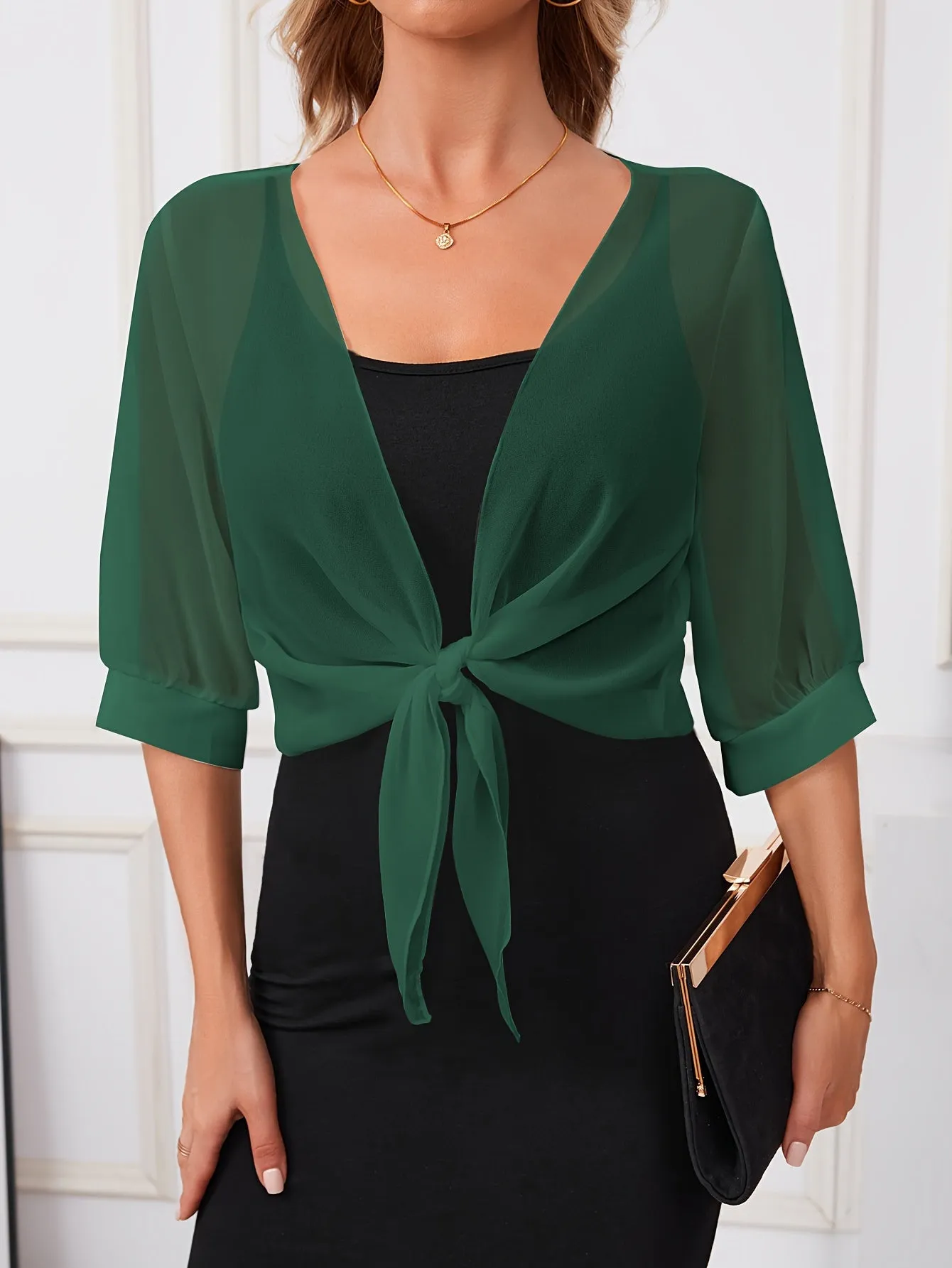 Transparent Scarf - Bow Detail & Lightweight Fabric