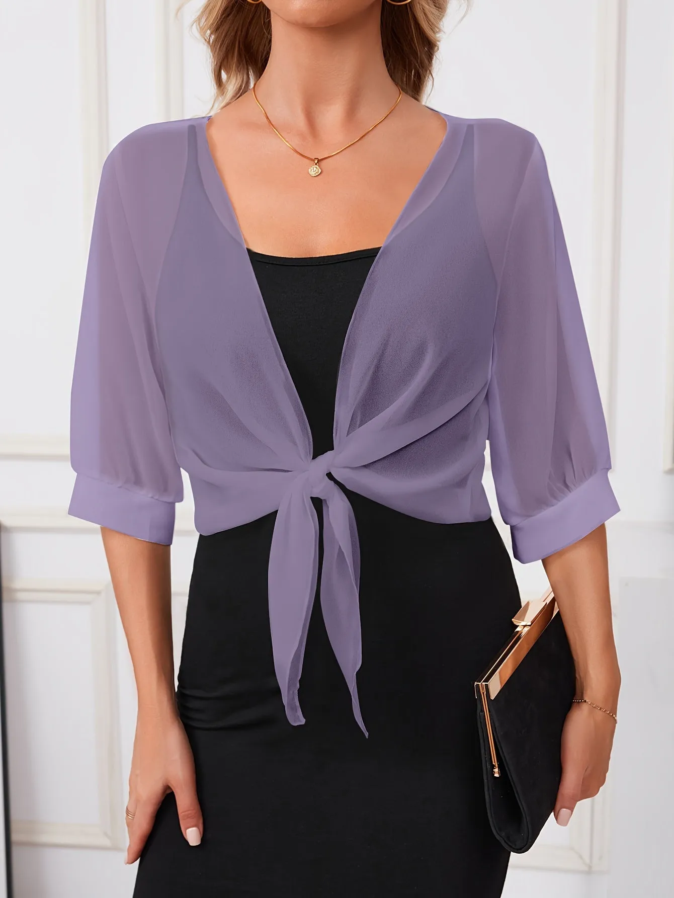 Transparent Scarf - Bow Detail & Lightweight Fabric