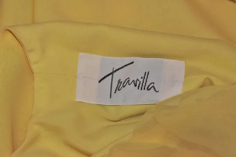 TRAVILLA Yellow Ruffled Chiffon Dress with Billow Sleeves Size 8