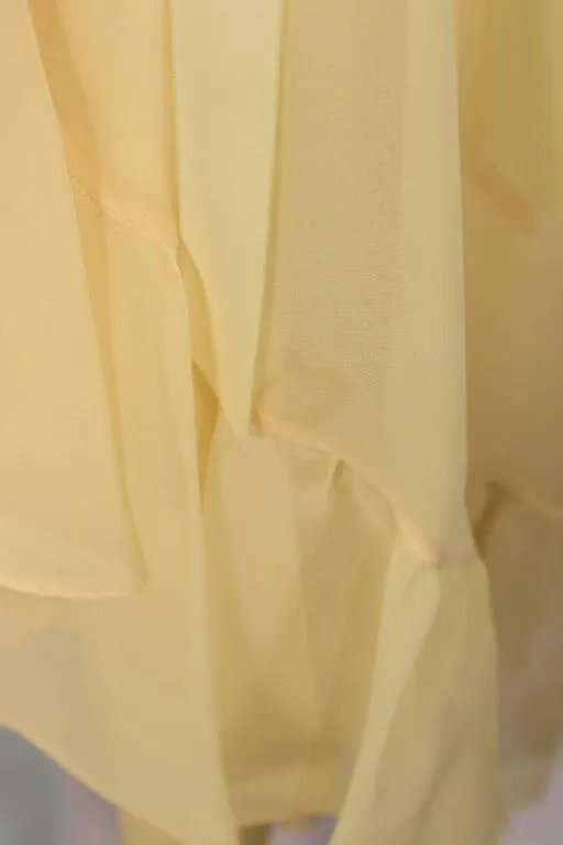 TRAVILLA Yellow Ruffled Chiffon Dress with Billow Sleeves Size 8