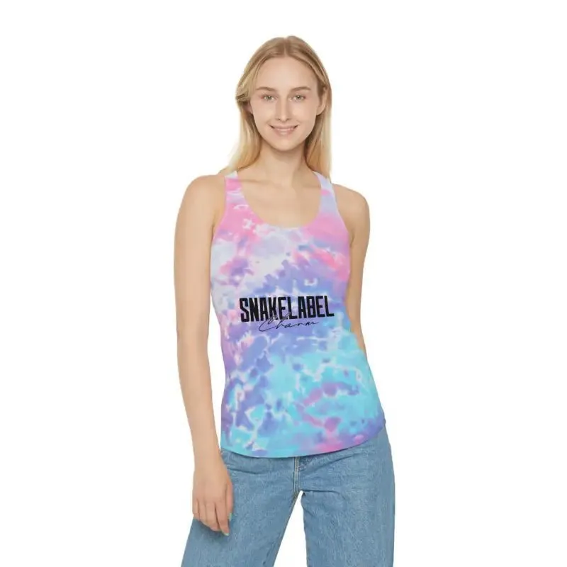 Trendy Tie Dye Racerback snake Tank Top with Slim Fit Design & Unique Dye Variations