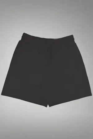 Unisex Premium Terry Black Shorts with Tiger Head Logo Embroidery