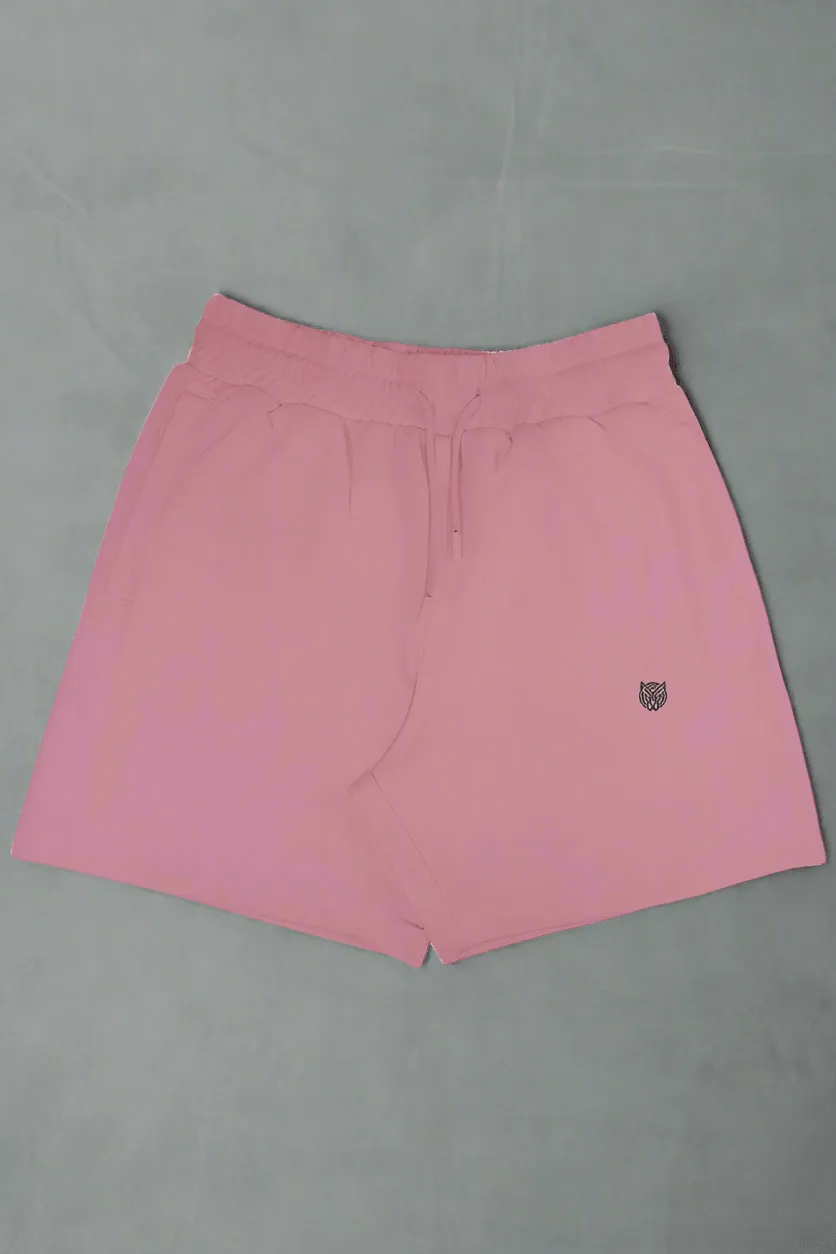 Unisex Premium Terry Black Shorts with Tiger Head Logo Embroidery