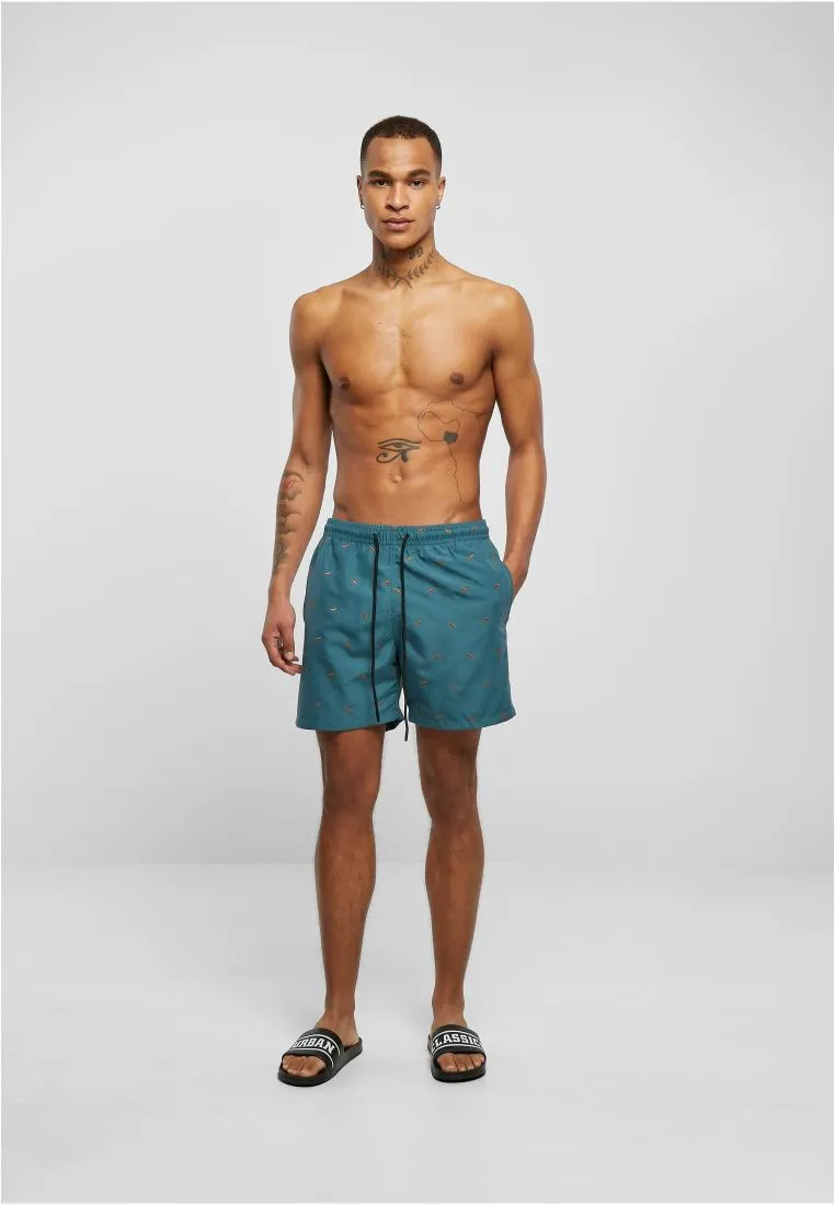 Urban Classics Embroidery Swimshorts Shark Tea Toffee