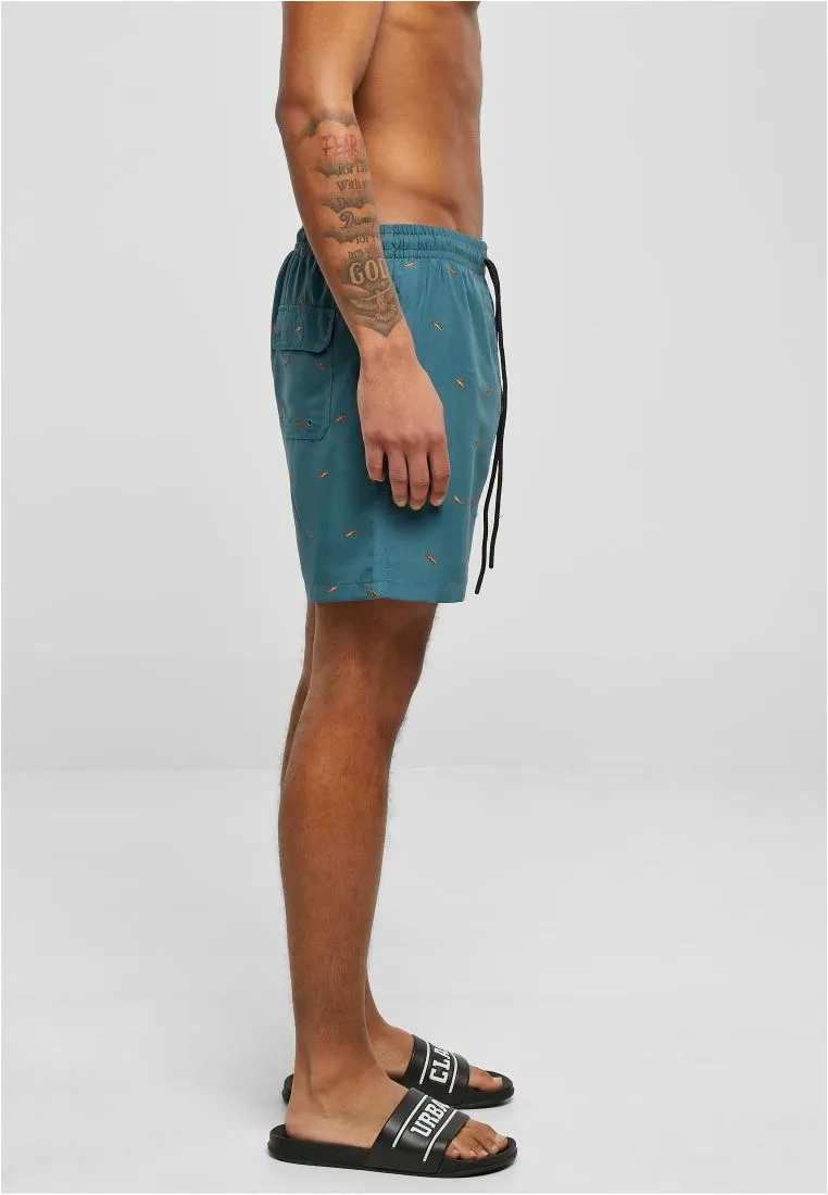Urban Classics Embroidery Swimshorts Shark Tea Toffee