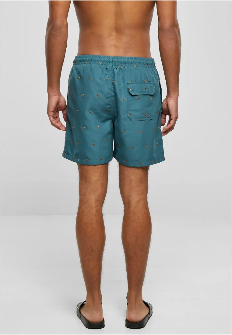 Urban Classics Embroidery Swimshorts Shark Tea Toffee