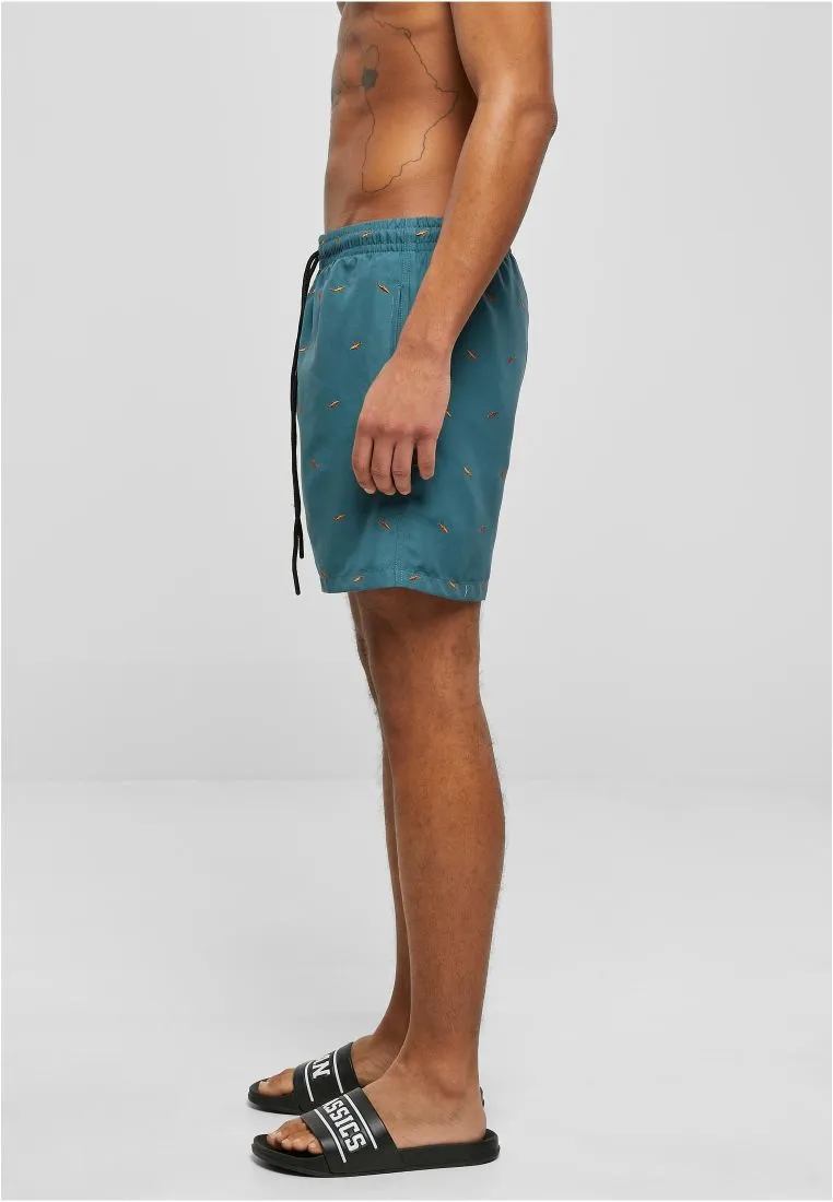 Urban Classics Embroidery Swimshorts Shark Tea Toffee