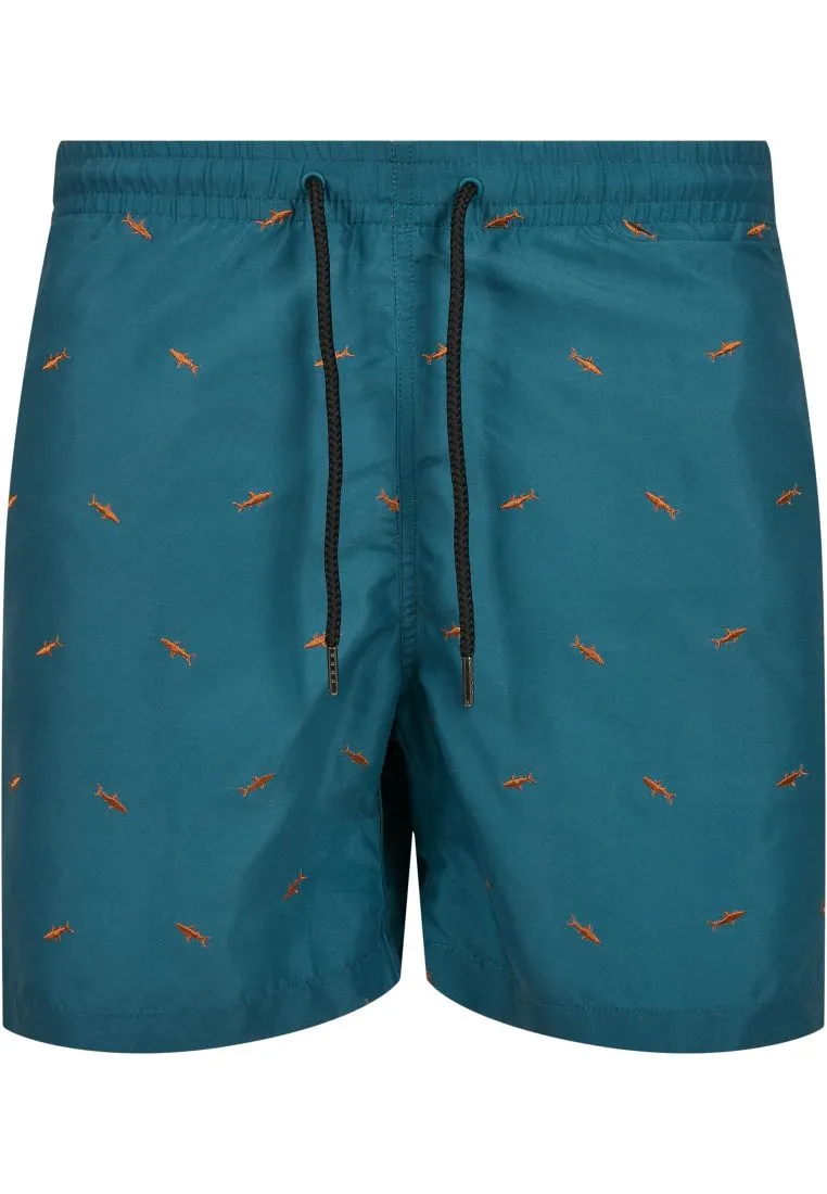 Urban Classics Embroidery Swimshorts Shark Tea Toffee