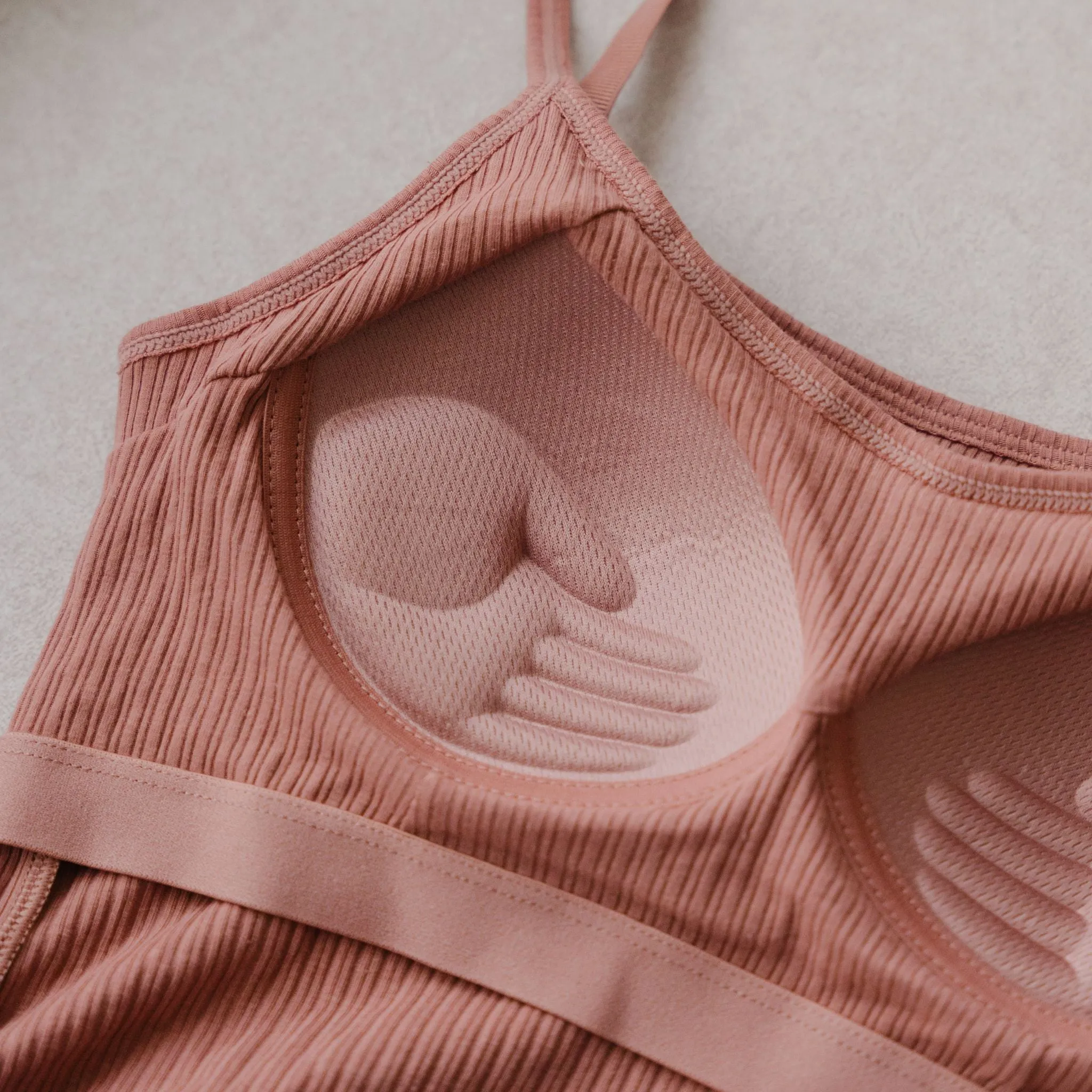 Urban Edge! Spag Bra Top (Ribbed Cotton) in Creme Raspberry