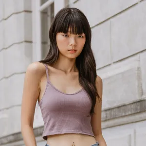 Urban Edge! Spag Bra Top (Ribbed Cotton) in Creme Taro