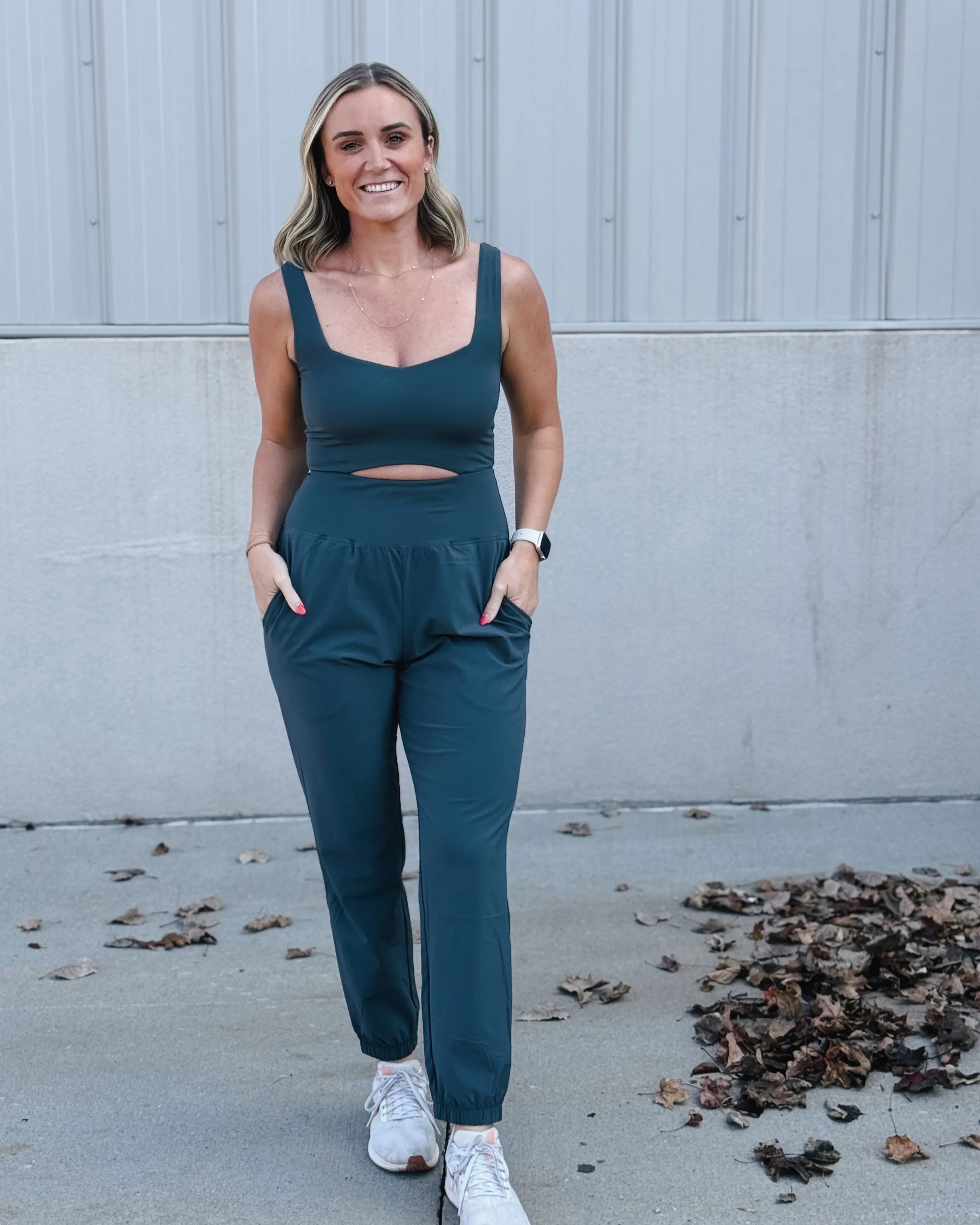 Urban Grey Keyhole Cut Out Active Jumpsuit