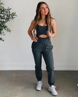 Urban Grey Keyhole Cut Out Active Jumpsuit