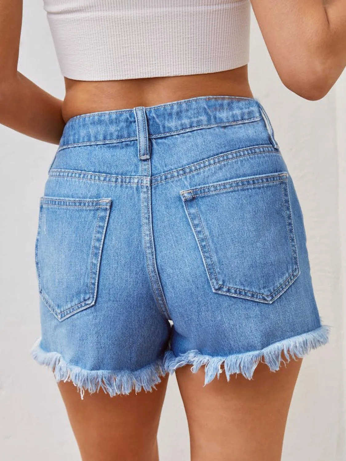 Urban Grit Raw Hem Distressed Denim Shorts