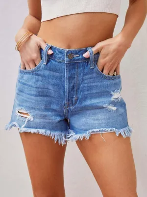 Urban Grit Raw Hem Distressed Denim Shorts