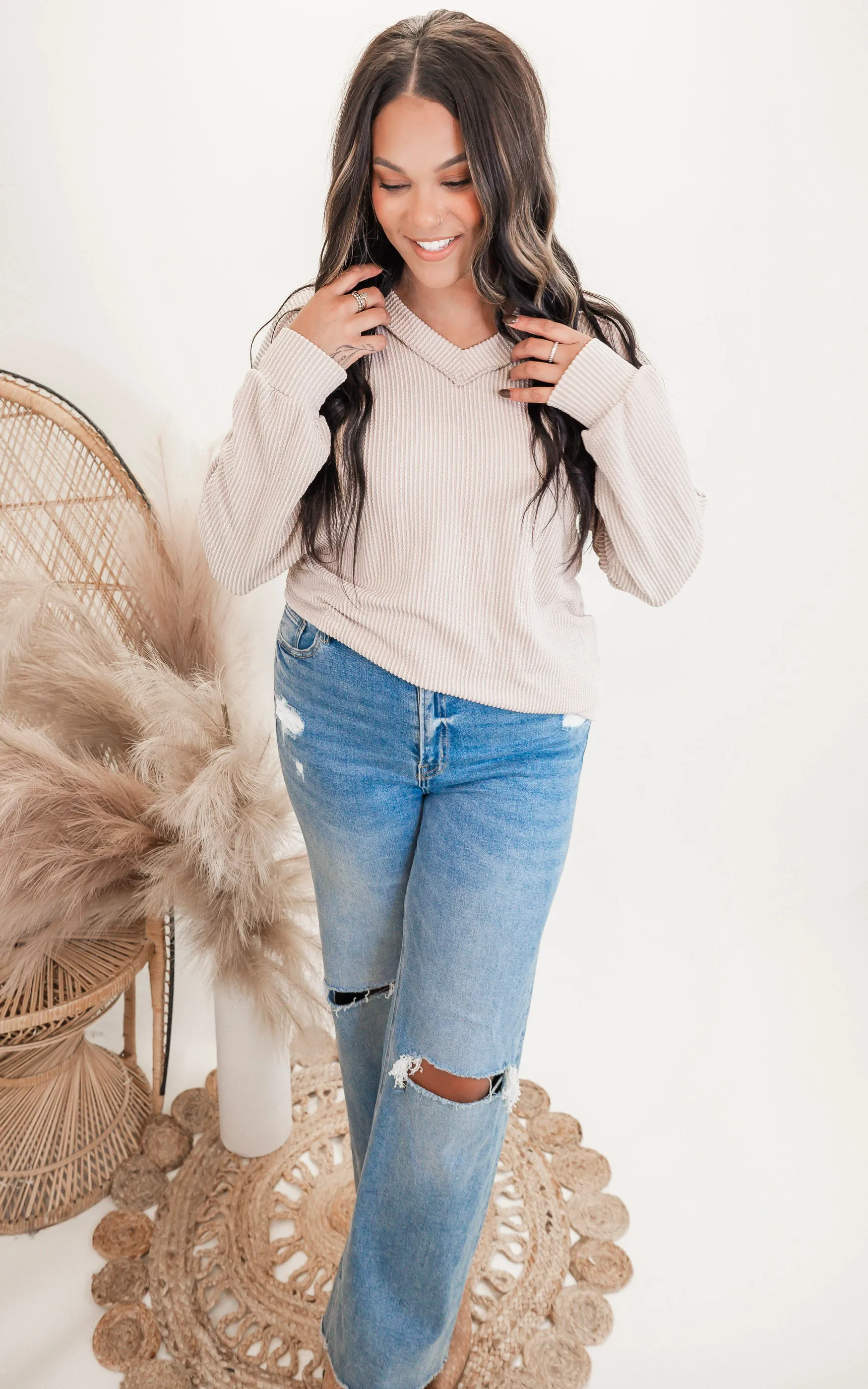 Urban Puff Sleeve Ribbed Top** -Final Sale