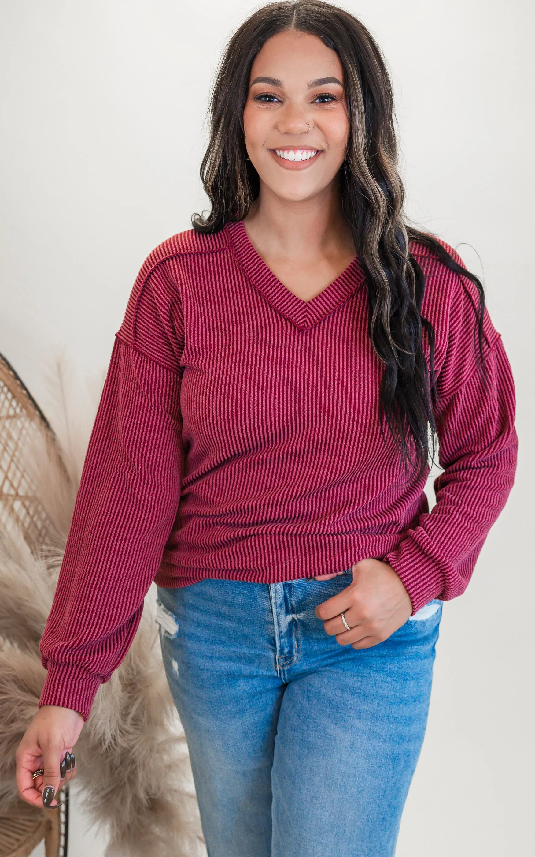 Urban Puff Sleeve Ribbed Top** -Final Sale