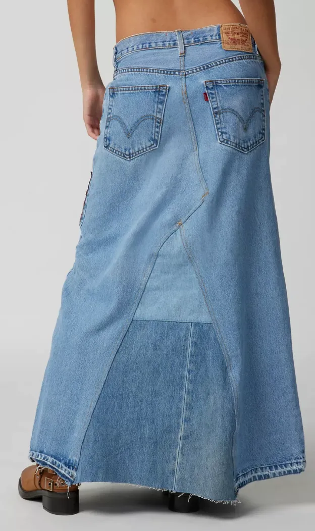 Urban Renewal Re/Creative Remade Leather Patchwork Maxi Skirt