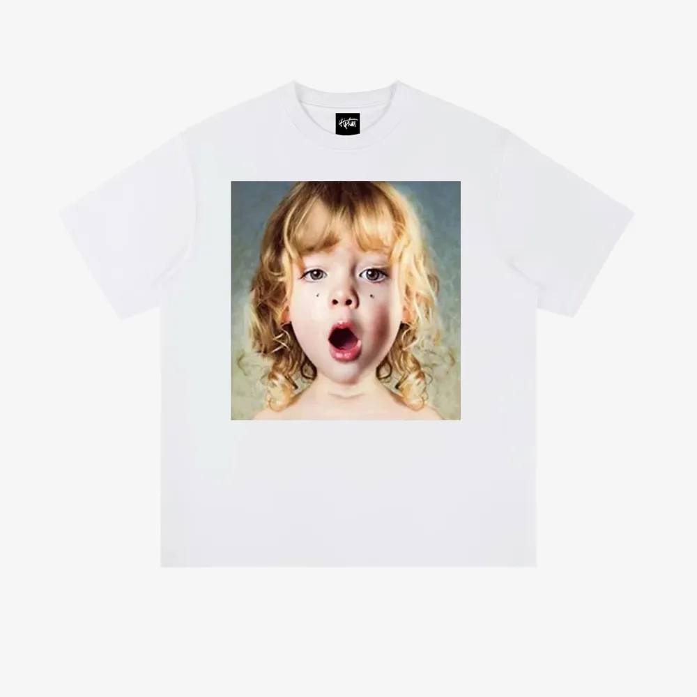 “Urban style little girl surprised character print” T-shirt