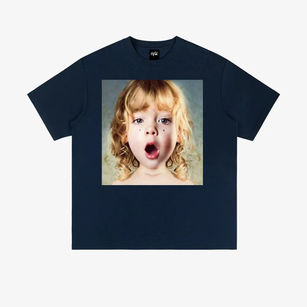 “Urban style little girl surprised character print” T-shirt