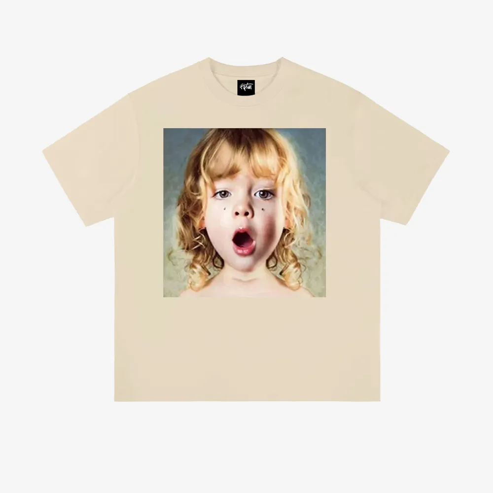 “Urban style little girl surprised character print” T-shirt