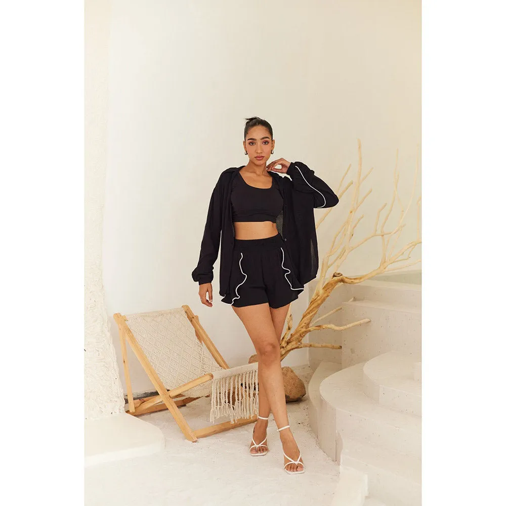 Urban Suburban Black Shorts with Contrast Detail
