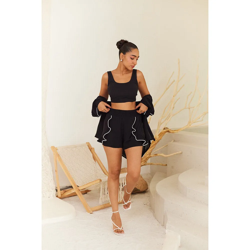 Urban Suburban Black Shorts with Contrast Detail