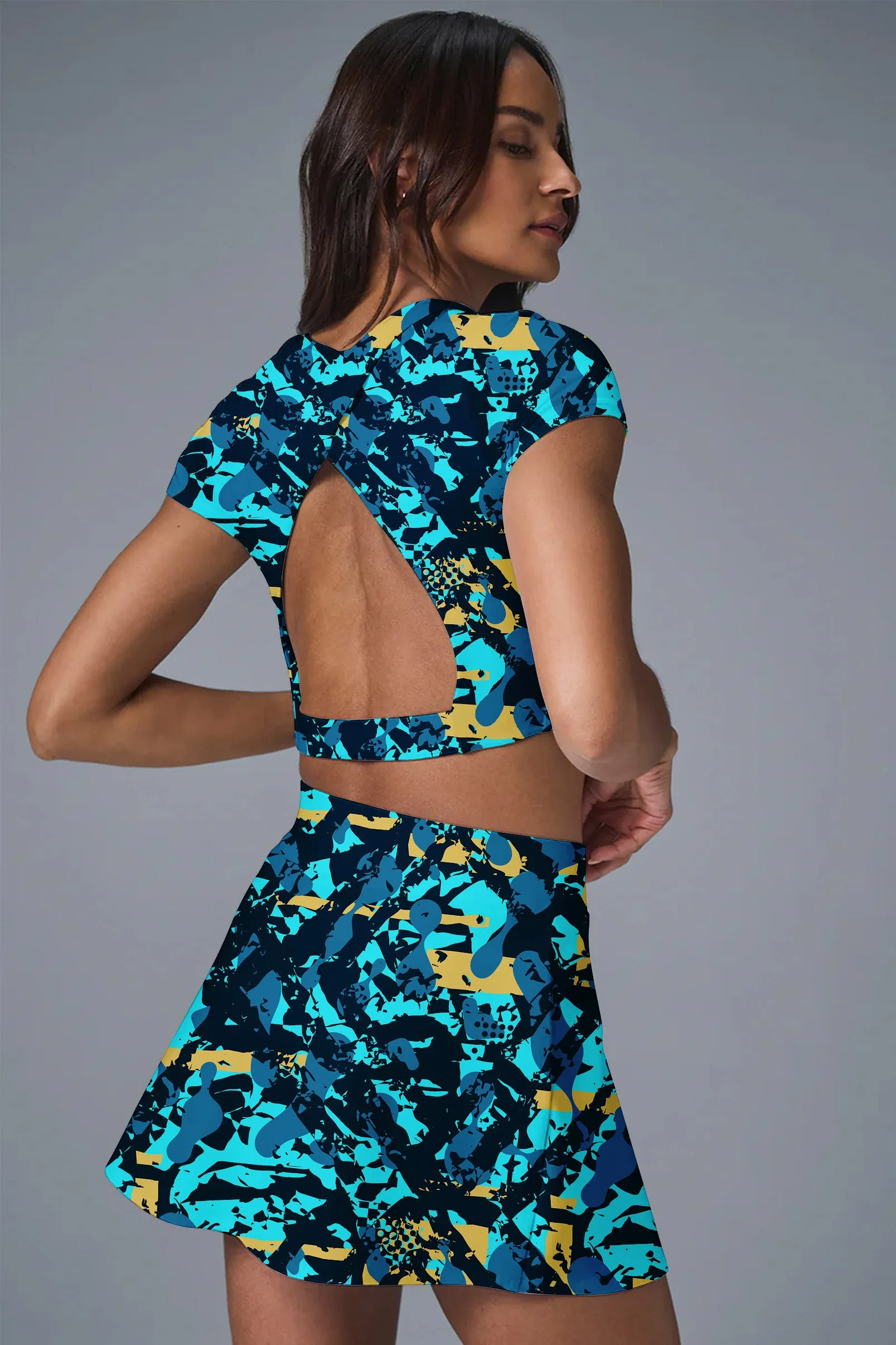 Urban Velocity 2-Piece Active Set – Women’s Crop Top & Skort for Tennis, Pickleball & Training