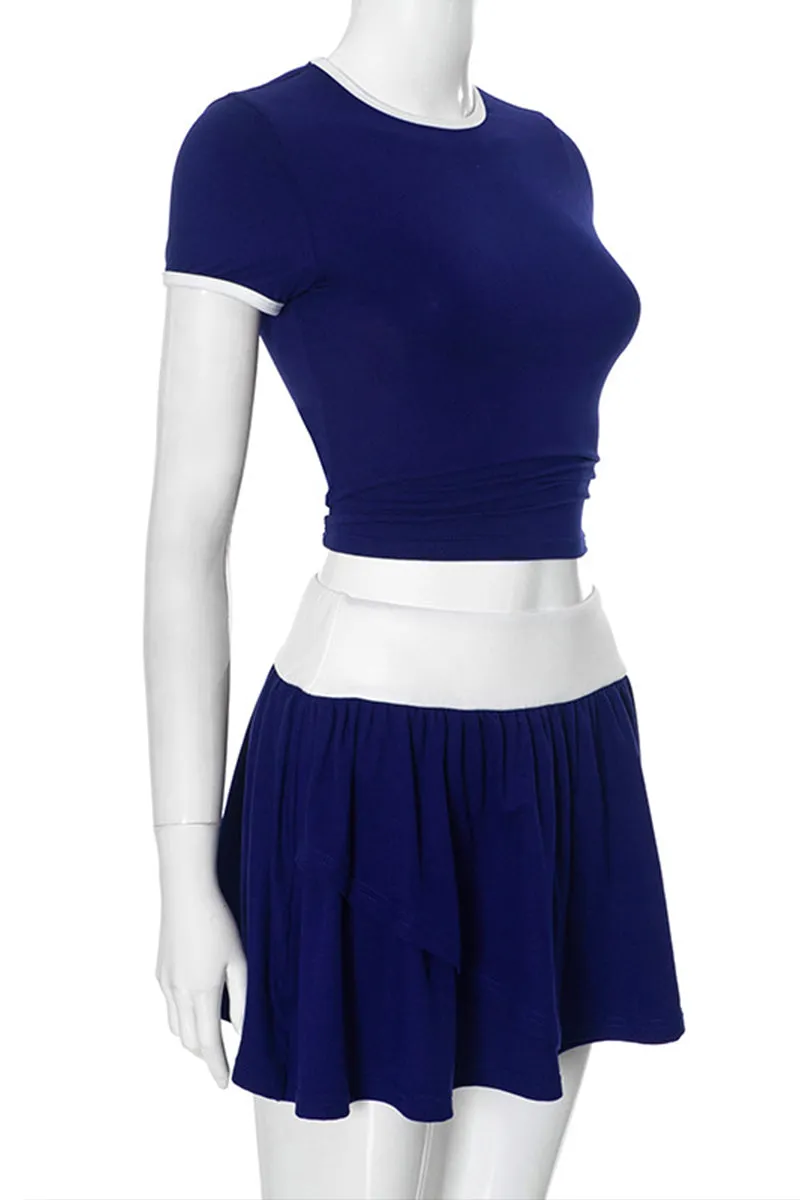 US3137 Crop Top and Mini Skirt Set