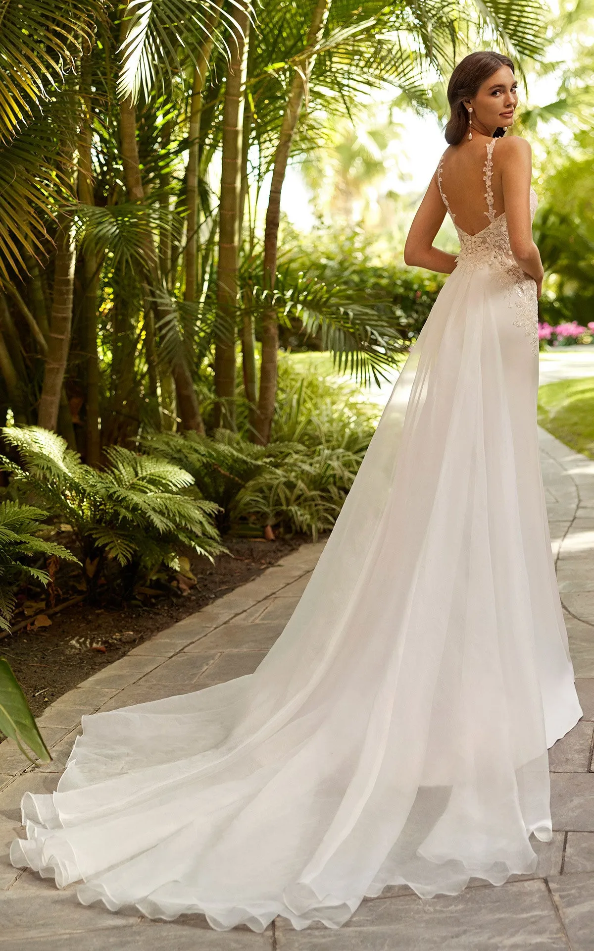 V-neck A-Line Satin Beach Wedding Dress Casual Sexy Western Romantic Adorable Simple With Deep-V Back And Appliques-716736