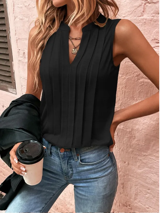 V-Neck Blouse - Lace Detail & Breathable Fabric Design