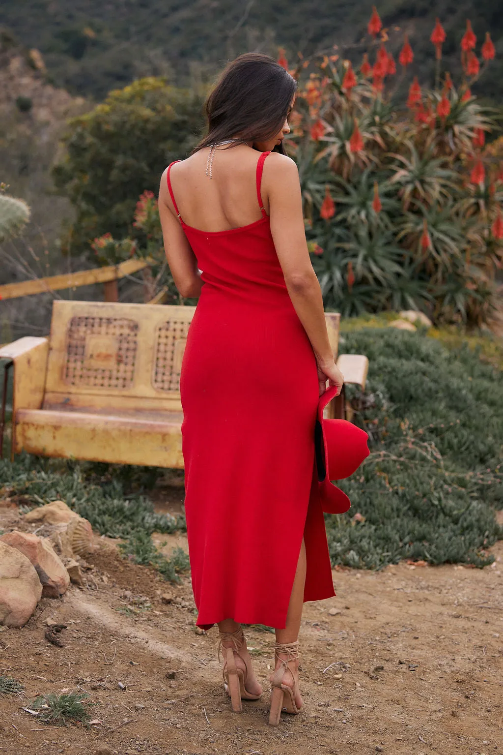 Valentina Red Knit Maxi Dress