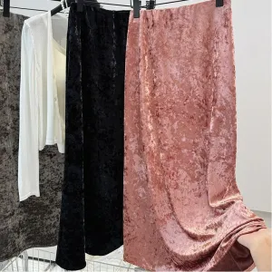 Velvet Embossed High Waist Elastic Half-Length Skirt