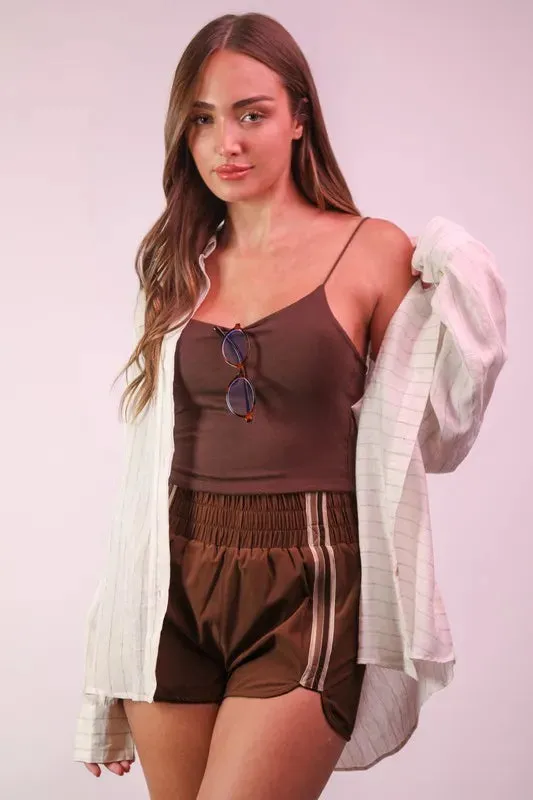 VERY J Striped Trim Detail Activewear Shorts