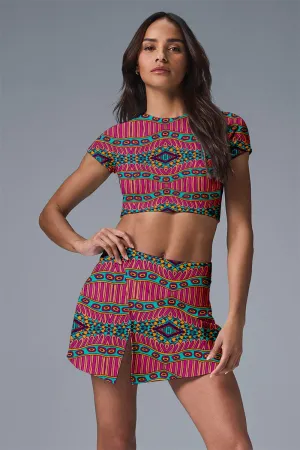 Vibrant Aztec Motion Set – Crop Top & High-Waist Skirt for Tennis, Pickleball & Activewear
