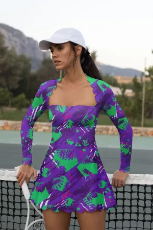 Vibrant Velocity Long Sleeve Court Dress – Women's Performance Activewear for Tennis, Pickleball & Outdoor Sports