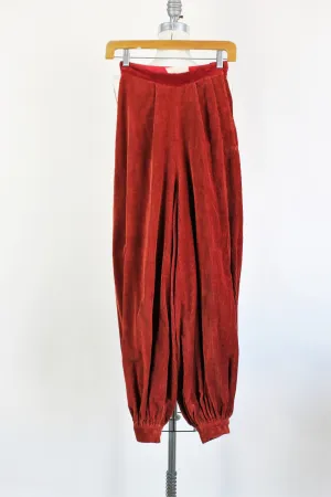 Vintage 1940s Hollywood Costume Pants In Red Corduroy