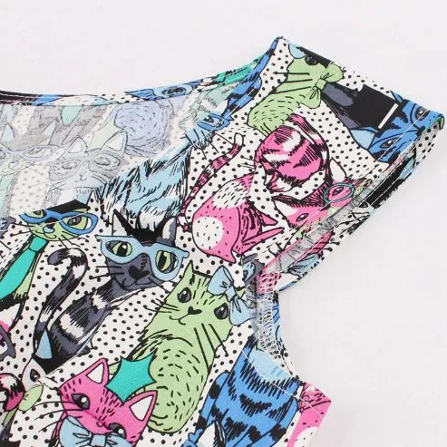 Vintage Cat Print Dress