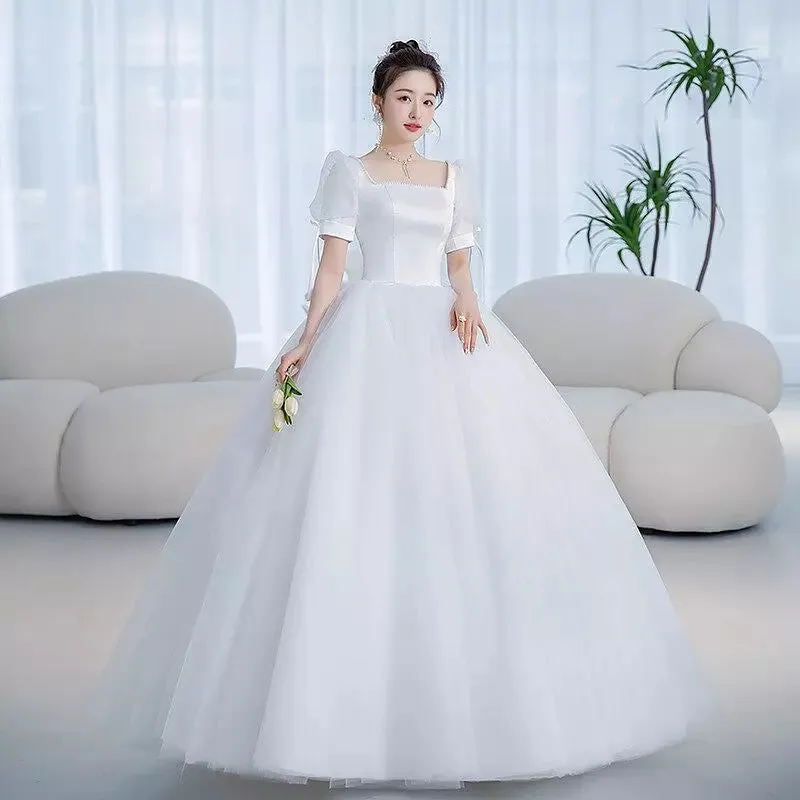 Vintage Court Style Simple Beading Wedding Dress