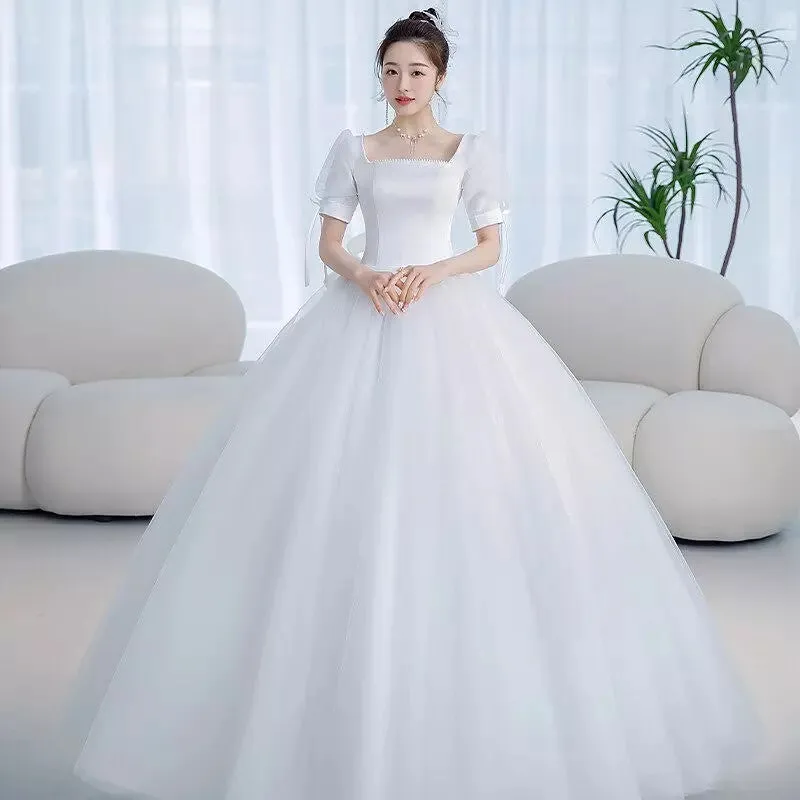 Vintage Court Style Simple Beading Wedding Dress